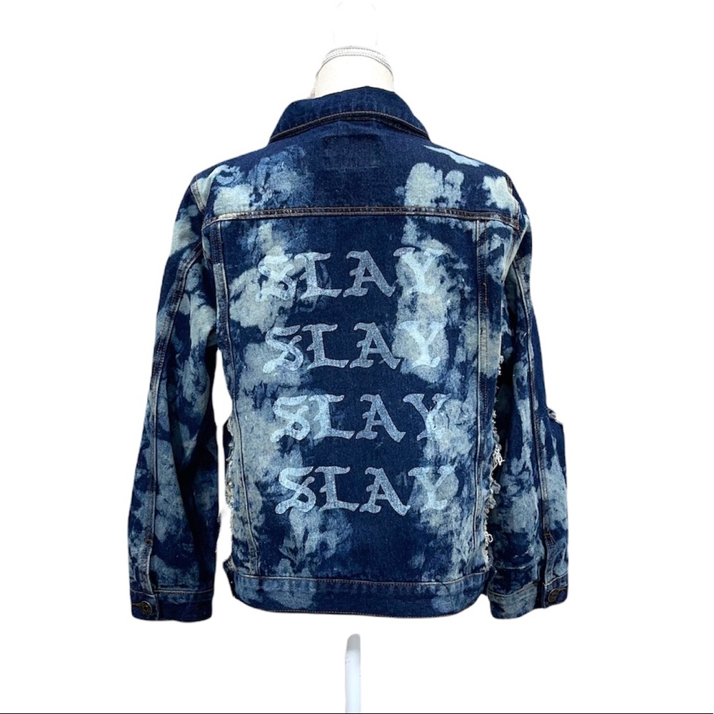 DAZL Women’s Plus Size Tie Dye Distressed Jean Jacket Size 2X - Picture 6 of 11